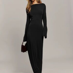 Reformation Aurelio Black Long Sleeve Maxi Dress